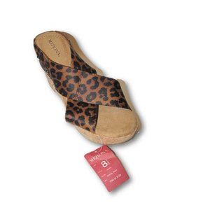 Merona | Black Brown Animal Print Fabric Wedge